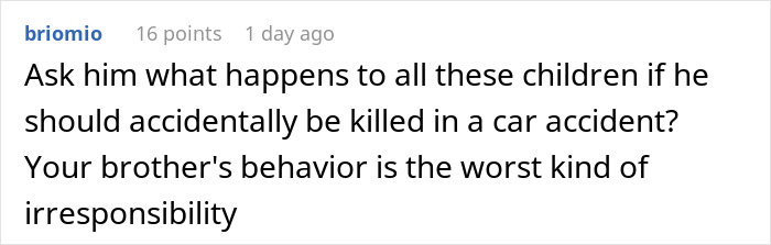 Text comment criticizing a brother’s irresponsibility for having 4 kids with 4 different women and concerns about their future. Text comment criticizing a brother’s irresponsibility for having 4 kids with 4 different women and concerns about their future.