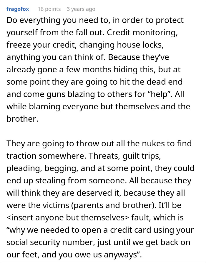 Comment discussing protecting against financial fallout involving family conflicts, money loss, and crypto concerns. Comment discussing protecting against financial fallout involving family conflicts, money loss, and crypto concerns.