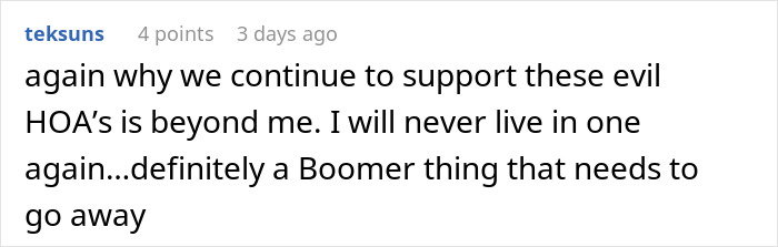 Commenter expressing frustration with HOA board members ignoring pet ownership rules in a neighborhood dispute. Commenter expressing frustration with HOA board members ignoring pet ownership rules in a neighborhood dispute.
