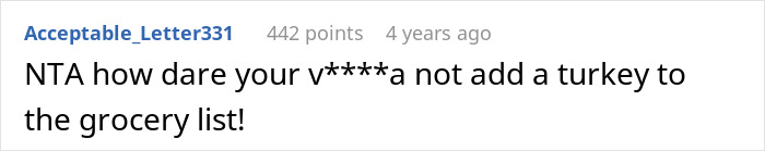 Text comment on a white background expressing frustration about a husband assuming Thanksgiving plans without the wife’s involvement. Text comment on a white background expressing frustration about a husband assuming Thanksgiving plans without the wife’s involvement.