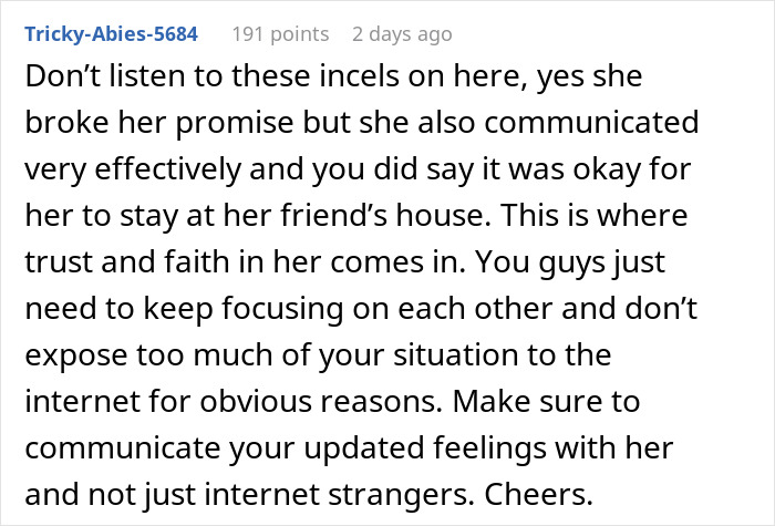 Comment discussing trust and communication in a relationship after a woman goes to gala with client as date. Comment discussing trust and communication in a relationship after a woman goes to gala with client as date.