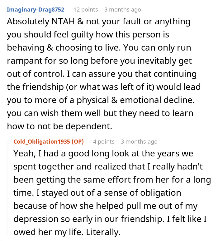 Online discussion about a woman ending a long friendship after being the bestie bank for a friend with multiple kids and dads. Online discussion about a woman ending a long friendship after being the bestie bank for a friend with multiple kids and dads.