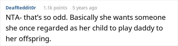 Reddit comment discussing woman who can’t afford miracle baby and begs half-brother to adopt, with refusal causing anger.