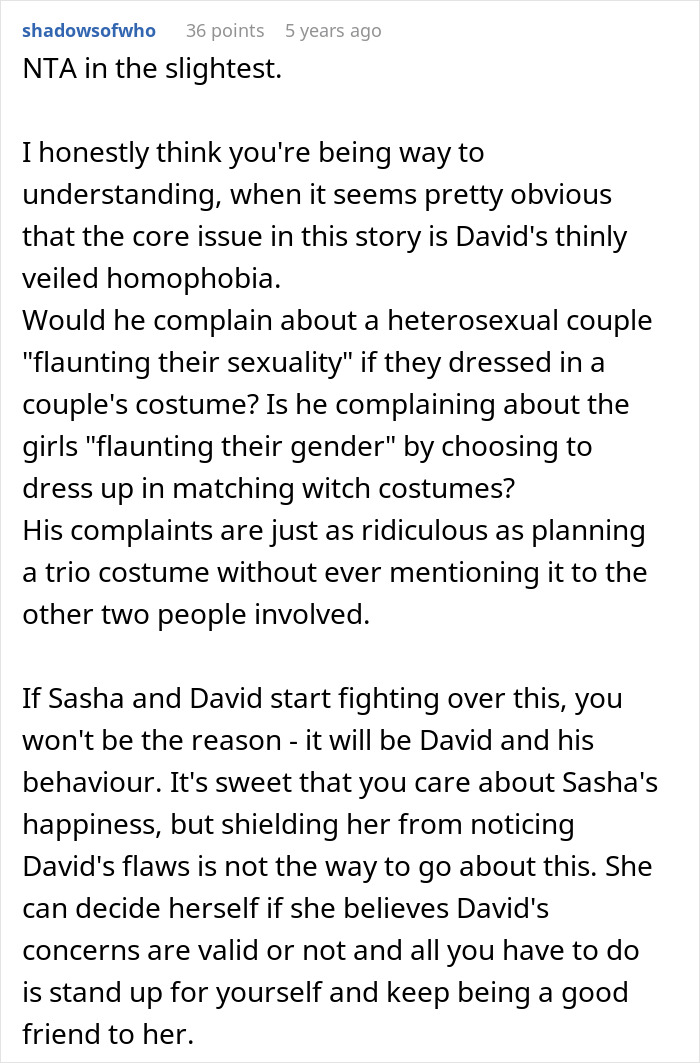 Screenshot of a forum comment discussing masculinity, discomfort with Halloween costumes, and relationship issues. Screenshot of a forum comment discussing masculinity, discomfort with Halloween costumes, and relationship issues.
