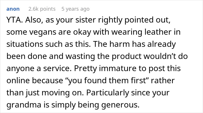 Vegan sister wearing grandma’s leather shoes, sparking a plan to sell the shoes after she takes them. Vegan sister wearing grandma’s leather shoes, sparking a plan to sell the shoes after she takes them.