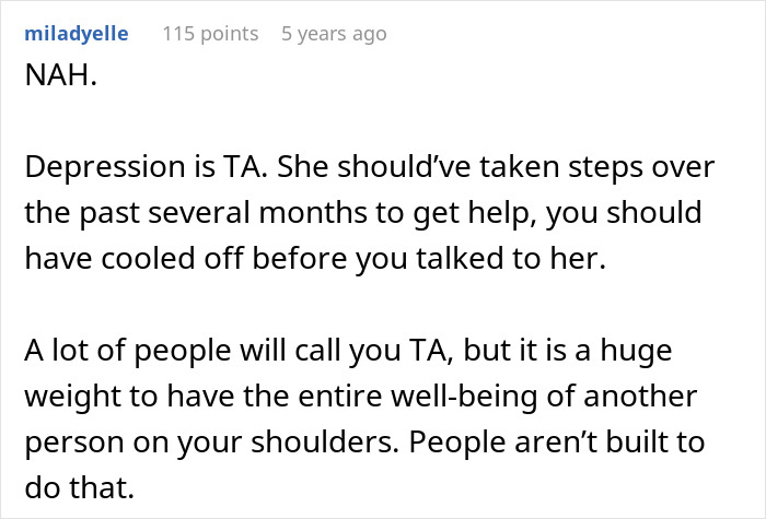 Comment discussing depression and emotional responsibility, highlighting that depressed is not an excuse for being lazy. Comment discussing depression and emotional responsibility, highlighting that depressed is not an excuse for being lazy.