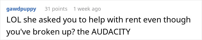 Screenshot of a Reddit comment discussing a woman demanding combined income and calling her boyfriend selfish with money. Screenshot of a Reddit comment discussing a woman demanding combined income and calling her boyfriend selfish with money.