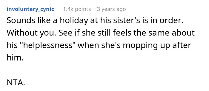Reddit comment discussing wife cleaning bed repeatedly as husband refuses to use diapers or catheter for care. Reddit comment discussing wife cleaning bed repeatedly as husband refuses to use diapers or catheter for care.