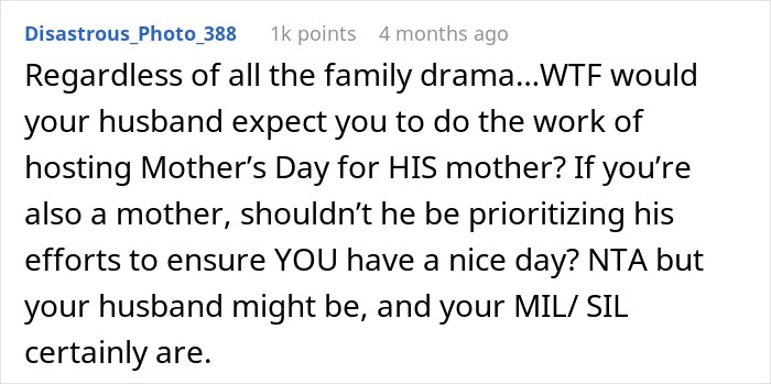 Comment discussing MIL ruining birthday by being a no-show and DIL refusing future celebrations at their house. Comment discussing MIL ruining birthday by being a no-show and DIL refusing future celebrations at their house.