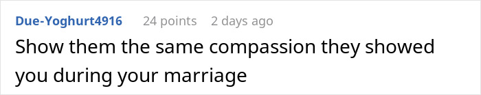 Comment reading a woman expects help from ex-husband after leaving him for another man, highlighting a reality check situation. Comment reading a woman expects help from ex-husband after leaving him for another man, highlighting a reality check situation.