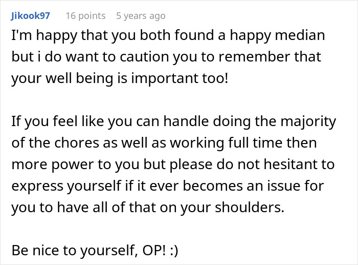 Comment discussing the importance of balancing chores and well-being, highlighting depressed is not an excuse for being lazy. Comment discussing the importance of balancing chores and well-being, highlighting depressed is not an excuse for being lazy.