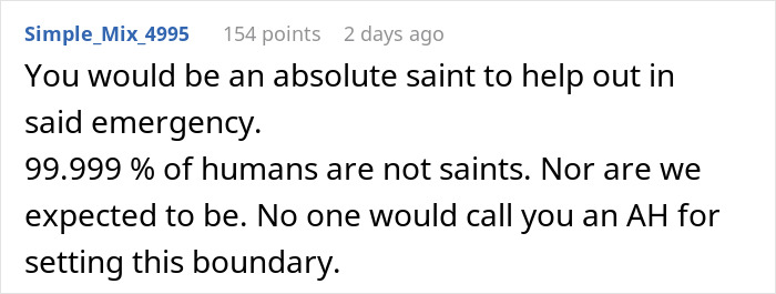 Comment discussing help and setting boundaries related to a woman expecting help from ex-husband after leaving him. Comment discussing help and setting boundaries related to a woman expecting help from ex-husband after leaving him.