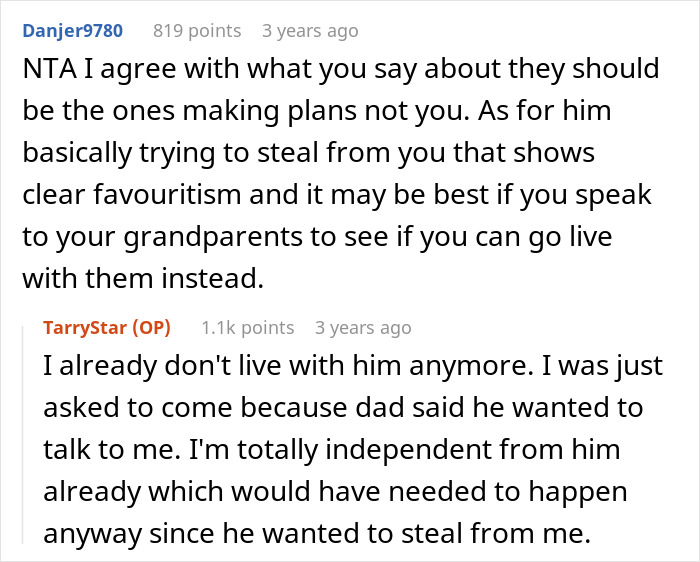 Reddit conversation discussing a 19-year-old being prepared for caregiver role for disabled stepsister and refusal conflict.