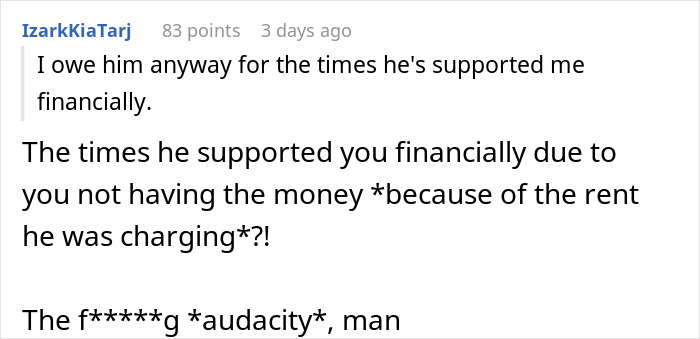 Text conversation screenshot showing a user accusing their boyfriend of financially extorting rent money under false pretenses.