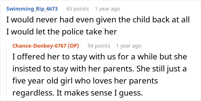 Comments discussing a 5-year-old girl abandoned by parents, with a neighbor offering help and referring to CPS intervention. Comments discussing a 5-year-old girl abandoned by parents, with a neighbor offering help and referring to CPS intervention.