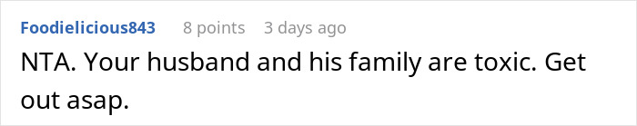 Reddit comment about toxic husband and family, advising to leave relationship after creepy brother-in-law issue. Reddit comment about toxic husband and family, advising to leave relationship after creepy brother-in-law issue.