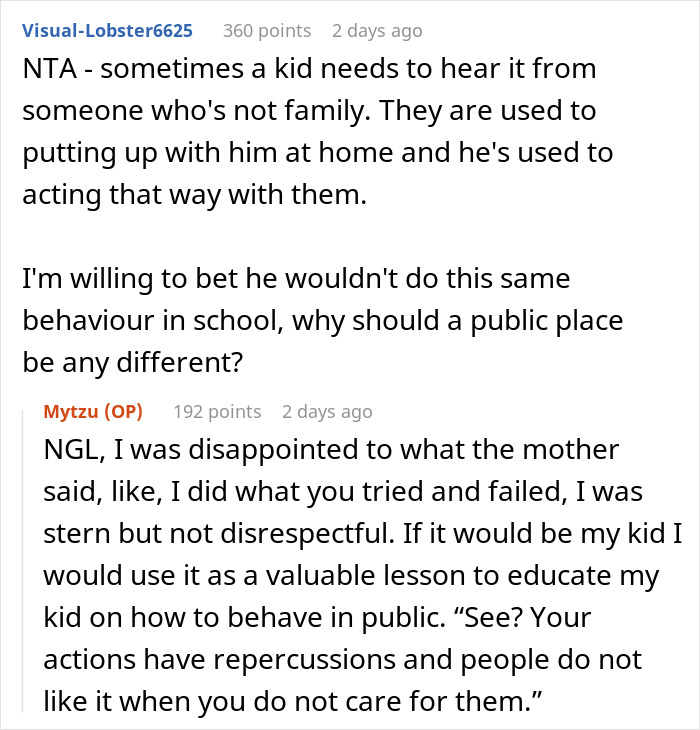 Screenshot of a Reddit discussion about a man telling a disruptive kid on a plane to shut up upsetting the mother. Screenshot of a Reddit discussion about a man telling a disruptive kid on a plane to shut up upsetting the mother.