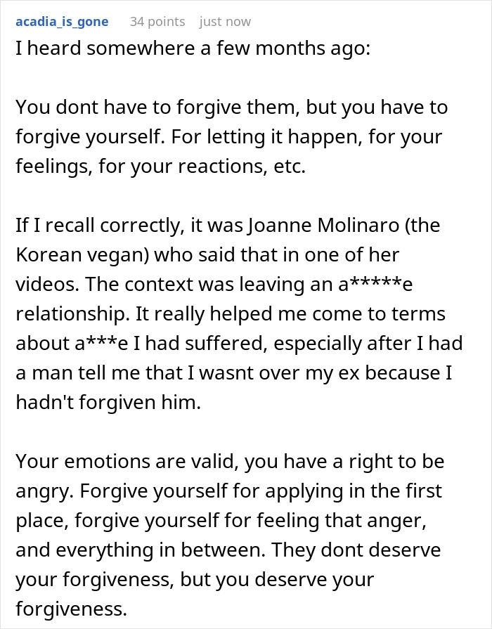Text post discussing emotional healing and forgiveness related to being dumped by parents at boarding school and feeling anger years later. Text post discussing emotional healing and forgiveness related to being dumped by parents at boarding school and feeling anger years later.