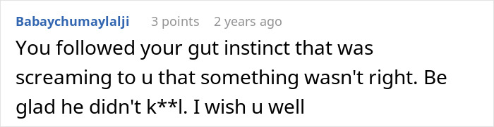 Comment text expressing relief and well wishes after a woman suspects her ex of poisoning her during a mysterious illness. Comment text expressing relief and well wishes after a woman suspects her ex of poisoning her during a mysterious illness.