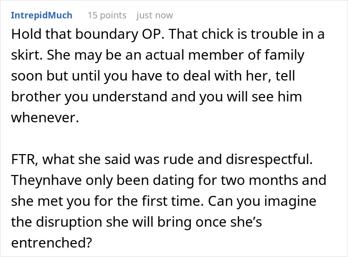 Screenshot of a social media comment discussing family conflict and setting boundaries during a Thanksgiving gathering.