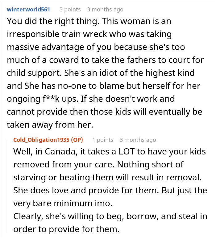 Reddit comments discussing a woman ending a decade-long friendship over being the bestie bank for a friend with 5 kids. Reddit comments discussing a woman ending a decade-long friendship over being the bestie bank for a friend with 5 kids.