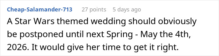 Star Wars themed wedding planned three weeks ahead with a panicked brother wondering if he’ll survive the force. Star Wars themed wedding planned three weeks ahead with a panicked brother wondering if he’ll survive the force.
