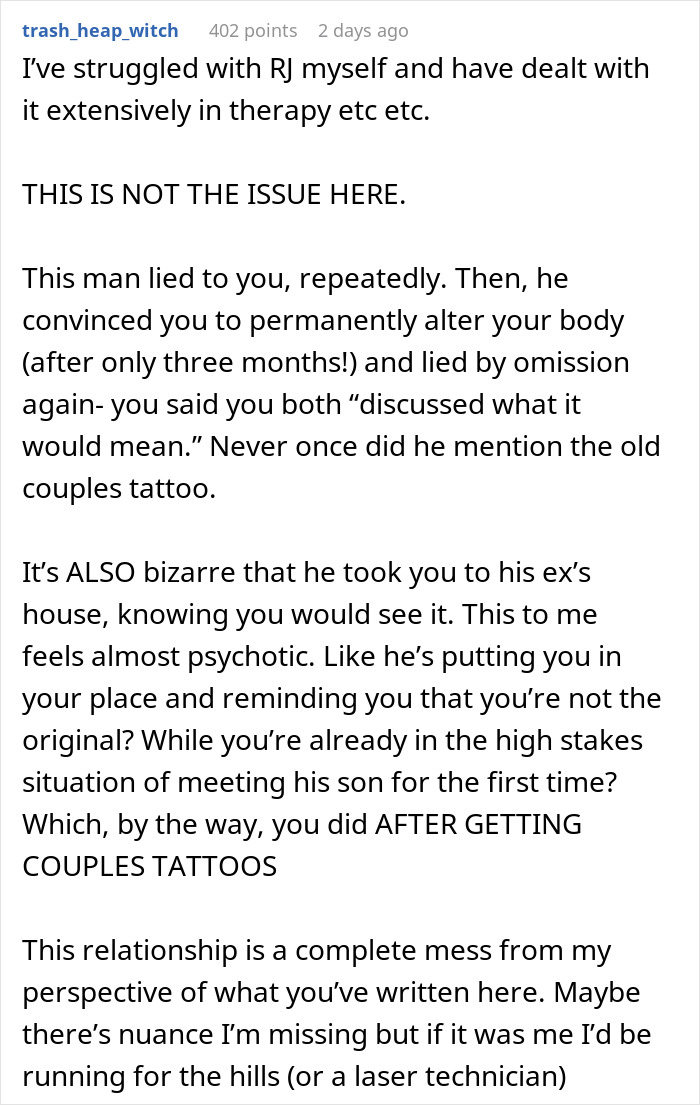 Woman couple showing tattoo related to boyfriend ex on arm during an emotional conversation outdoors. Woman couple showing tattoo related to boyfriend ex on arm during an emotional conversation outdoors.