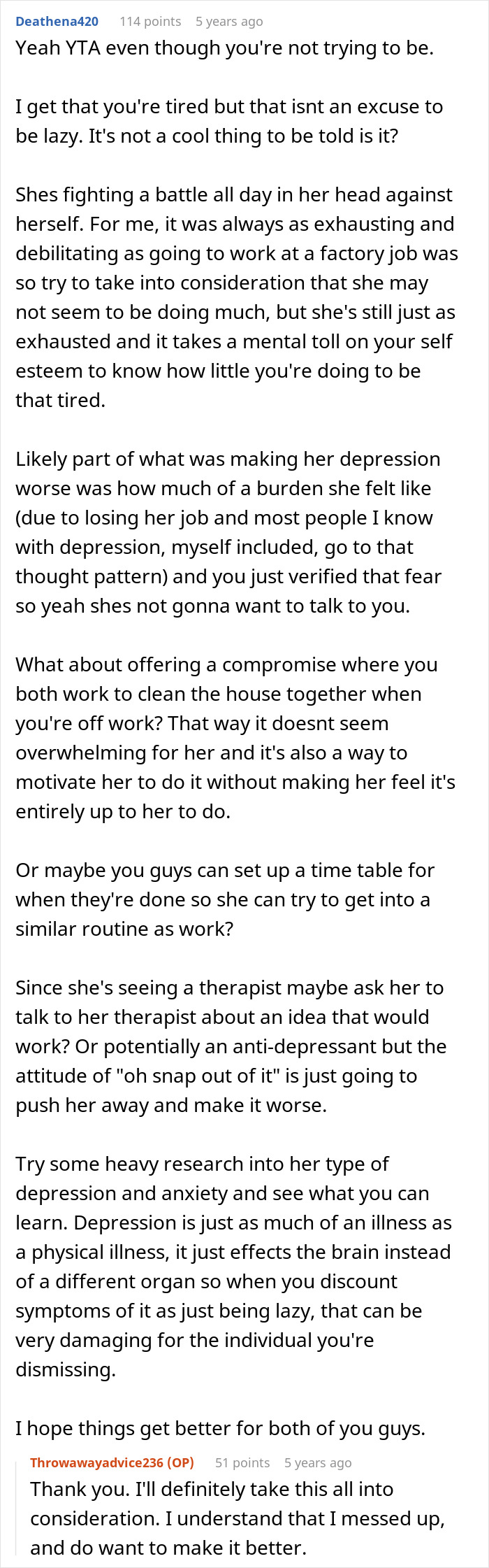 Alt text: Comment discussing depression is not an excuse for being lazy and the mental toll it takes on individuals. Alt text: Comment discussing depression is not an excuse for being lazy and the mental toll it takes on individuals.