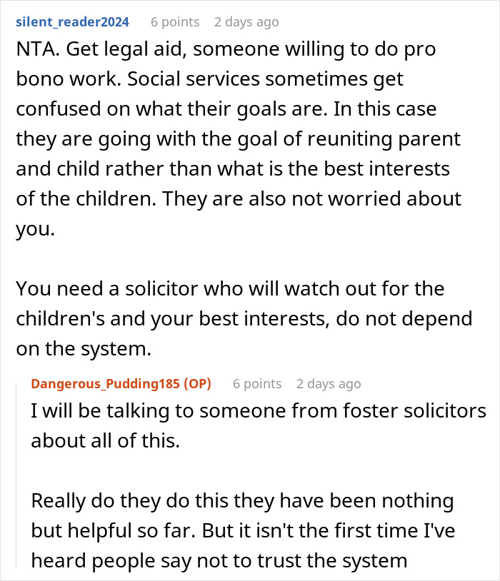 Screenshot of an online discussion about a mom abandoning 2 kids with 23-year-old sister and legal advice needed. Screenshot of an online discussion about a mom abandoning 2 kids with 23-year-old sister and legal advice needed.