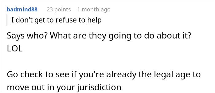 Reddit user discussing toxic parents favoring golden child son and younger son refusing to help with house chores. Reddit user discussing toxic parents favoring golden child son and younger son refusing to help with house chores.