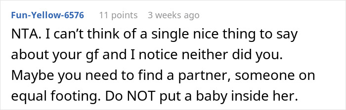 Screenshot of an online forum comment discussing a woman demanding combined income and calling her boyfriend selfish with money. Screenshot of an online forum comment discussing a woman demanding combined income and calling her boyfriend selfish with money.