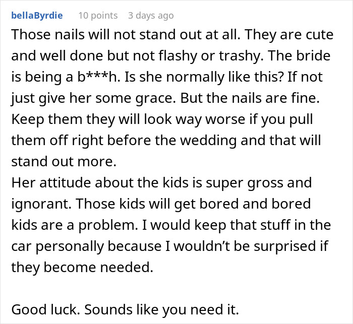 Bridesmaid doing nails before wedding as bride gets upset, causing self-conscious feelings and tension at the event. Bridesmaid doing nails before wedding as bride gets upset, causing self-conscious feelings and tension at the event.