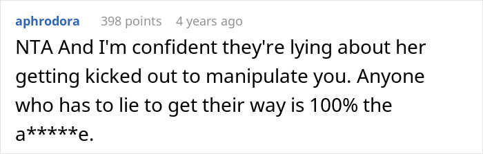 Screenshot of a forum comment about a brother-in-law trying to dump grandma on wife’s siblings, sister called selfish for refusal. Screenshot of a forum comment about a brother-in-law trying to dump grandma on wife’s siblings, sister called selfish for refusal.