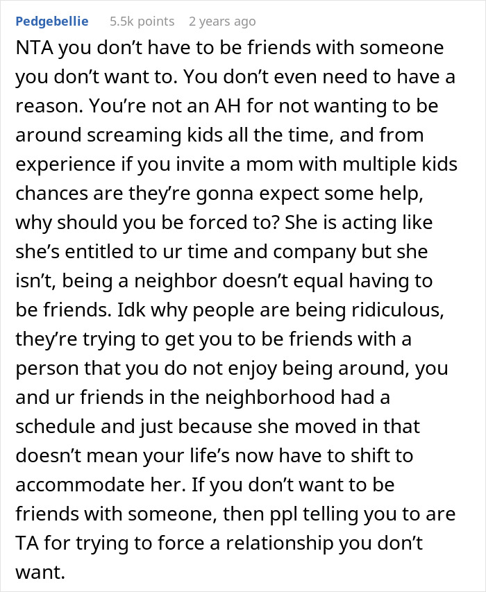 Comment discussing a mom of 4 bringing kids to group activities and causing frustration among neighbors. Comment discussing a mom of 4 bringing kids to group activities and causing frustration among neighbors.