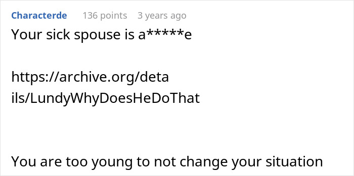 Text post discussing a wife cleaning bed multiple times and standing up as husband refuses diapers or catheter. Text post discussing a wife cleaning bed multiple times and standing up as husband refuses diapers or catheter.