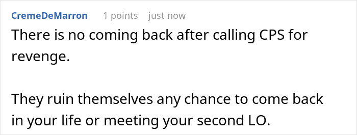 Text excerpt on a digital screen about calling CPS for revenge after banning toxic in-laws from visiting a newborn. Text excerpt on a digital screen about calling CPS for revenge after banning toxic in-laws from visiting a newborn.