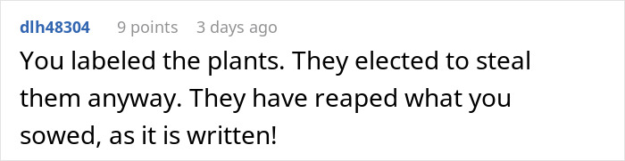 Comment expressing humor and guilt connected to a woman's clever revenge on neighborhood kids that worked like magic.