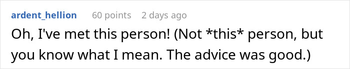 Text comment on screen about meeting an obnoxious dinner guest husband, captioned with a user named ardent_hellion. Text comment on screen about meeting an obnoxious dinner guest husband, captioned with a user named ardent_hellion.