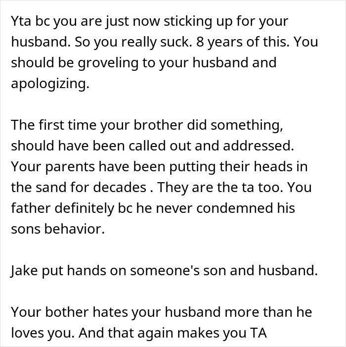 Text excerpt discussing family conflict involving a man mocking his brother-in-law, leading to wedding uninvitation. Text excerpt discussing family conflict involving a man mocking his brother-in-law, leading to wedding uninvitation.