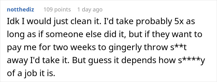 Screenshot of a Reddit comment discussing the difficulty of cleaning out a deceased coworker’s office frozen in grime. Screenshot of a Reddit comment discussing the difficulty of cleaning out a deceased coworker’s office frozen in grime.