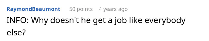 Screenshot of an online comment questioning why a 23-year-old demands an allowance from a rich golden child despite doing nothing.