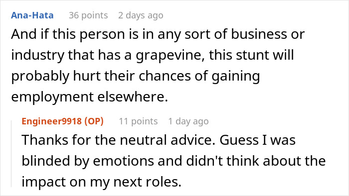 Screenshot of a forum discussion where an employee asks about exposing management and HR to coworkers.