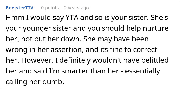 Comment on a forum discussing a golden child getting a reality check after seeing sister get into college of her dreams. Comment on a forum discussing a golden child getting a reality check after seeing sister get into college of her dreams.