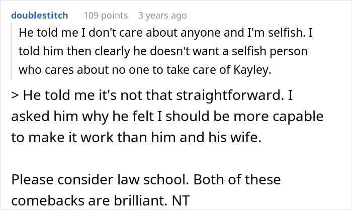 Commenter explains being pressured to become caregiver for disabled stepsister, refusing the role despite family’s anger.