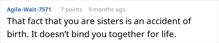 Comment on sister relationship and going no-contact after Thanksgiving disaster, showing tension in family dynamics. Comment on sister relationship and going no-contact after Thanksgiving disaster, showing tension in family dynamics.