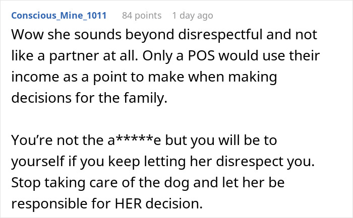 Comment discussing a man upset about unwanted puppy responsibility, advising him to stop caring for the dog and set boundaries. Comment discussing a man upset about unwanted puppy responsibility, advising him to stop caring for the dog and set boundaries.