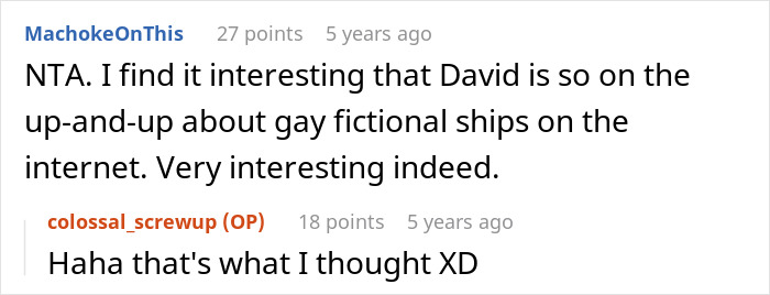 Screenshot of a Reddit conversation discussing masculinity so fragile and discomfort with Halloween costume choices among friends. Screenshot of a Reddit conversation discussing masculinity so fragile and discomfort with Halloween costume choices among friends.