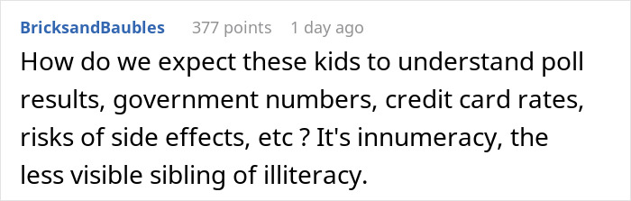Comment about kids struggling to understand numbers, related to a waiter assumed 40 change was tip situation. Comment about kids struggling to understand numbers, related to a waiter assumed 40 change was tip situation.