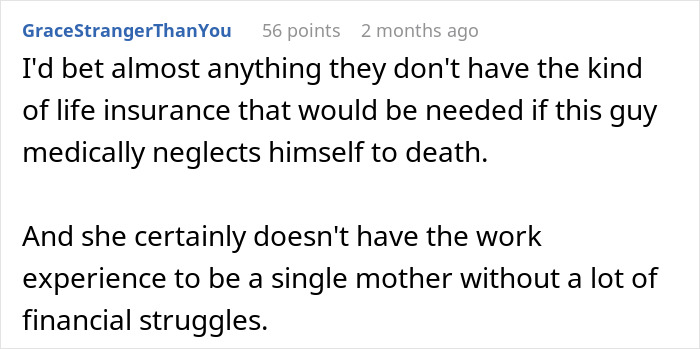 Comment discussing a burnt-out wife asking husband to feed baby once a night, frustrated he can't manage it.