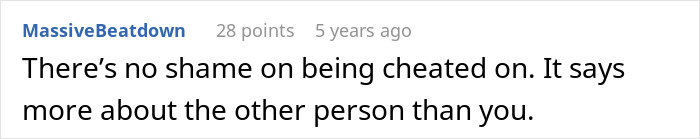 Screenshot of a Reddit comment about being cheated on, relating to a guy running out the window after his mom’s attempt to reconcile. Screenshot of a Reddit comment about being cheated on, relating to a guy running out the window after his mom’s attempt to reconcile.